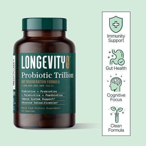 Probiotic Trillion – 1 Trillion CFU with Prebiotics, Probiotics, Parabiotics & Postbiotics – Bacillus Subtilis AB-22 – Gut Health, Immune Support, Glyphosate Detox – 30 Day Supply in Saudi Arabia