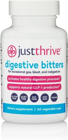 Just Thrive Digestive Bitters Supports Digestion, GLP-1, Eases Bloating, Gut Health, Metabolism & Nutrient Absorption 12 Herbal Extracts 60 Caps in Kuwait