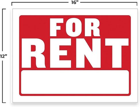 لافتة للإيجار كبيرة مقاس 30.48 سم × 40.64 سم (عبوة من قطعتين) - بلاستيك مقاوم للماء، رؤية عالية، تخصيص سهل للكتابة، استخدام متين خارجي/داخلي in Kuwait