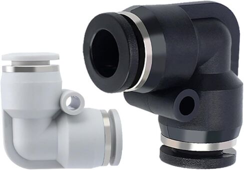 PV Pneumatic Air Pipe Joint Quick Connector Right Angle 90 Degree Plastic Elbow PV-4/6/8/10/12 Black And White 1Pcs(黑色PV-16) in Kuwait