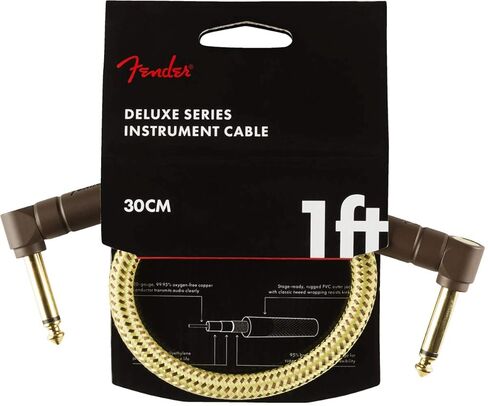 Fender Deluxe Series Instrument Cable 1 FootAngle-Angle, Tweed in Saudi Arabia
