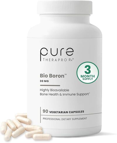 Pure TheraPro Rx Bio Boron, 30mg/Capsule, 90 Capsules, Bororganic Glycine Boron Supplements for Men & Women, Vegan Mineral Supplements for Bones, Cardiovascular Function & Immunity Support in Kuwait