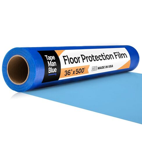 TapeManBlue Floor Protection Film, 36" x 500', Made in USA, Blue Self Adhesive Floor Protector Tape for Moving, Painting and Construction, Temporary Covering to Shield Hardwood, Tile, Hard Surfaces in Saudi Arabia
