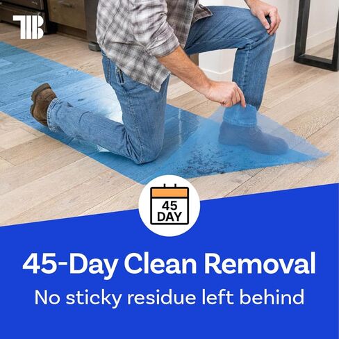 TapeManBlue Floor Protection Film, 36" x 500', Made in USA, Blue Self Adhesive Floor Protector Tape for Moving, Painting and Construction, Temporary Covering to Shield Hardwood, Tile, Hard Surfaces in Saudi Arabia