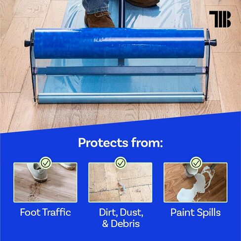 TapeManBlue Floor Protection Film, 36" x 500', Made in USA, Blue Self Adhesive Floor Protector Tape for Moving, Painting and Construction, Temporary Covering to Shield Hardwood, Tile, Hard Surfaces in Saudi Arabia