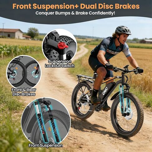 Electric Bike for Adults, 1500W Peak Motor 28MPH, 48V 15AH Removable Battery, 60Miles Range, UL 2849 Certified, 26*4 Fat Tire Ebike Dual Disc Brakes, Shimano 7-Speed for Commute & Outdoor Adventure in Saudi Arabia