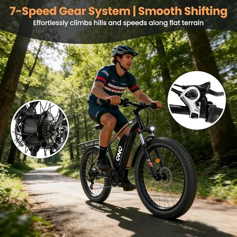 Electric Bike for Adults, 1500W Peak Motor 28MPH, 48V 15AH Removable Battery, 60Miles Range, UL 2849 Certified, 26*4 Fat Tire Ebike Dual Disc Brakes, Shimano 7-Speed for Commute & Outdoor Adventure in Saudi Arabia