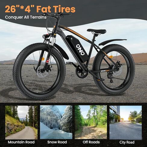 Electric Bike for Adults, 1500W Peak Motor 28MPH, 48V 15AH Removable Battery, 60Miles Range, UL 2849 Certified, 26*4 Fat Tire Ebike Dual Disc Brakes, Shimano 7-Speed for Commute & Outdoor Adventure in Saudi Arabia