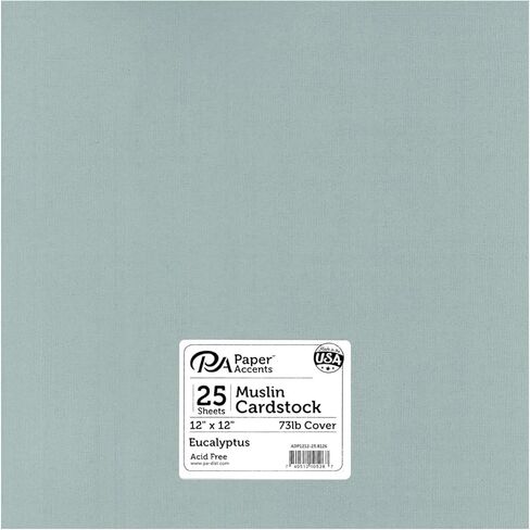 PA Paper Accents Muslin Cardstock 12" x 12" Irish Mint, 73lb colored cardstock paper for card making, scrapbooking, printing, quilling and crafts, 25 piece pack in Saudi Arabia