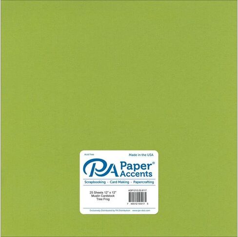 PA Paper Accents Muslin Cardstock 12" x 12" Irish Mint, 73lb colored cardstock paper for card making, scrapbooking, printing, quilling and crafts, 25 piece pack in Saudi Arabia