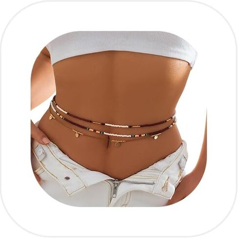 Simple Beaded Bikini Sexy Belly Body Chain Beads Waist Jewelry Summer Beach Crystal Beads Body Accessory for Women in Saudi Arabia