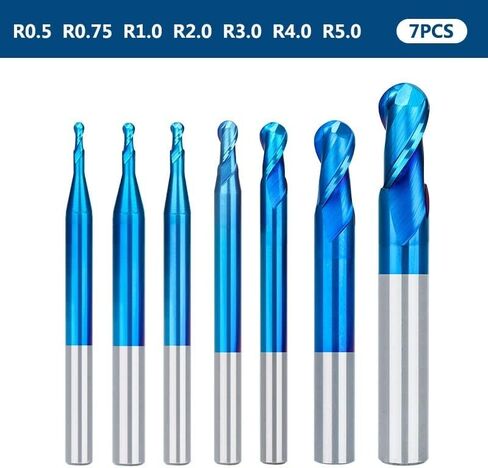 2 Flute Nano Blue Coat Ball Nose Spiral End Mill Set Carbide CNC Machine Router Bit Bits for Wood Working Acrylic MDF PVC in Saudi Arabia