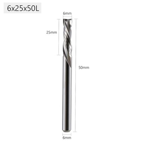 5pcs Router Bits 6mmx25mmx50mm Up Down Cut 2 Flutes Solid Carbide CNC End Mill Bit Compression for Wood Carving in Saudi Arabia