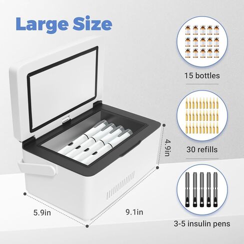 Electric Insulin Cooler Travel Case Box, Insulin Fridge Portable Insulin Refrigerator, Diabetic Travel Case, TSA Approved Battery Powered, 32℉-64℉Temperature Control LCD Display in Kuwait
