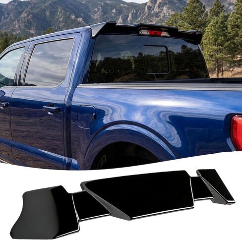 جناح سقف سبويلر خلفي STSEV01 متوافق مع Ford F150 F-150 2015-2020 لجميع الأسرّة والكابينة XL/XLT/Lariat/Raptor/Limited/Platinum، ملحقات خارجية للشفاه العلوية باللون الأسود اللامع in Kuwait