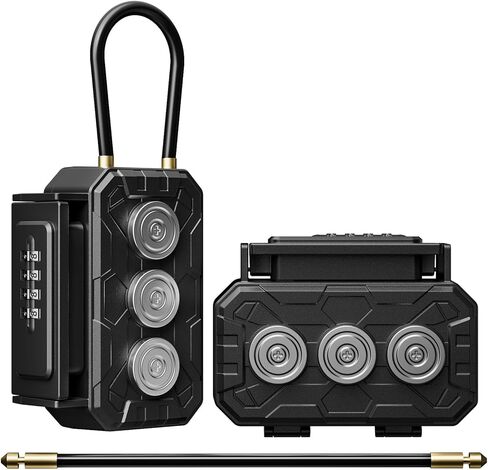 Magnetic Key Lock Box,Magnetic Key Holder Under car,Key Holder Magnetic,Hide a Key Outside,Waterproof Magnetic Key Hider,4 Combinations & Dual Mounting in Kuwait