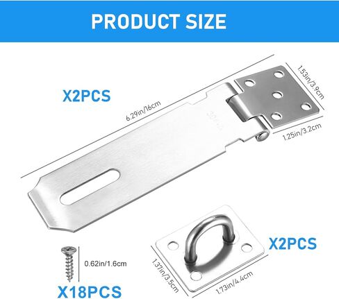 Hasp Latch, 2 Set 5 inch Padlock Hasp, Door Locks Padlock Hasp Latch, Stainless Steel Padlock Latch Hasp Lock, Safety Padlock Clasp Hasp Lock Latch Hasps for Padlocks, with 18 Screws in Kuwait