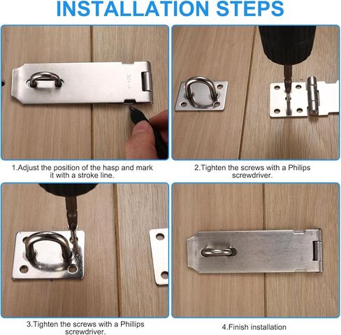 Hasp Latch, 2 Set 5 inch Padlock Hasp, Door Locks Padlock Hasp Latch, Stainless Steel Padlock Latch Hasp Lock, Safety Padlock Clasp Hasp Lock Latch Hasps for Padlocks, with 18 Screws in Kuwait