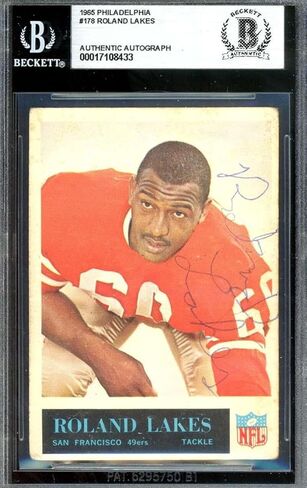 Roland Lakes Beckett BAS Signed 1965 Philadelphia Gum Rookie Autograph - Football Slabbed Autographed Rookie Cards in Saudi Arabia