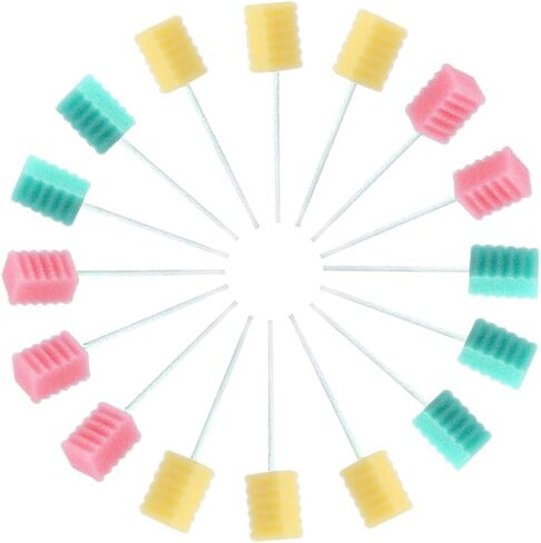 مسحات فموية للاستعمال مرة واحدة، 300 قطعة، كل منها ملفوفة بشكل فردي، مسحات أسنان، إسفنجة للعناية بالأسنان، على شكل موجة متعرجة، 3 ألوان، متعددة الألوان، رغوة ناعمة، أصفر، أخضر، وردي in Kuwait