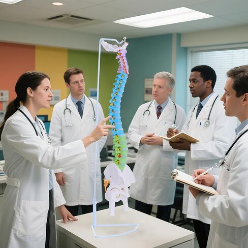 نموذج العمود الفقري بالحجم الطبيعي - نموذج تشريحي للعمود الفقري البشري المرن مقاس 34.6 بوصة مع الأعصاب والشرايين والعمود القطني والحوض الذكري، نموذج العمود الفقري التشريحي الملون in Kuwait