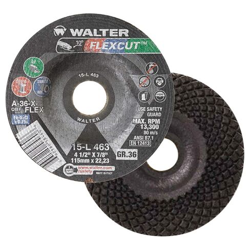 Walter 15L463 4-1/2x7/8 Flexcut Grinding Wheels Contaminant Free Type 29 Grit 36, 25 Pack in Saudi Arabia