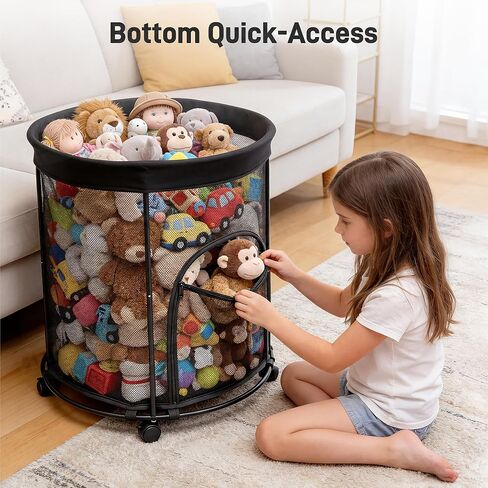 HENMI Upgraded Round Sports Ball Storage Cart - Rolling Ball Holder with Wheels for Basketball Storage & Outdoor Toy Storage, Metal Bin for Garage & School in Kuwait