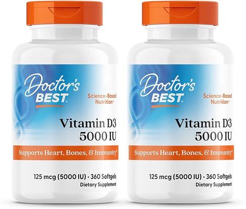 Doctor's Best, (2 Pack) Vitamin D3, 125 mcg (5000 IU), 360 Softgels in Saudi Arabia