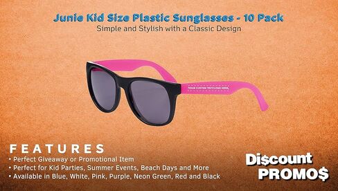 DISCOUNT PROMOS Junie Kid Size Plastic Sunglasses Pack - Lenses UV Protection, Beach Glasses in Saudi Arabia