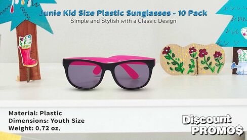 DISCOUNT PROMOS Junie Kid Size Plastic Sunglasses Pack - Lenses UV Protection, Beach Glasses in Saudi Arabia
