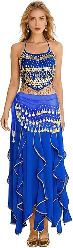 نسائي أزياء الرقص الشرقي للراقصات عملات بلايز الرقص الشرقي وشاح الورك عملات, Halloween الرقص الشرقي تنورة شيفون in Kuwait