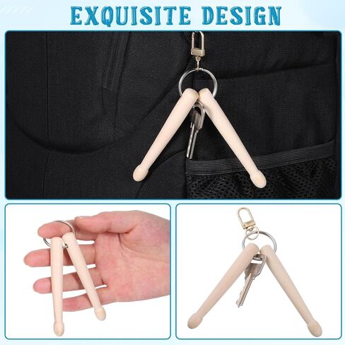 2 Piece Mini Drum Sticks Keychain, Wooden Drum Keys for Tuning Drums with One and Two Sticks Mini Drumstick Gear Percussion Accessories for Drummer and Band Gear in Saudi Arabia