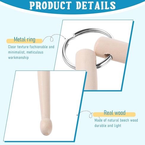 2 Piece Mini Drum Sticks Keychain, Wooden Drum Keys for Tuning Drums with One and Two Sticks Mini Drumstick Gear Percussion Accessories for Drummer and Band Gear in Saudi Arabia
