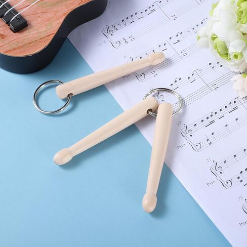 2 Piece Mini Drum Sticks Keychain, Wooden Drum Keys for Tuning Drums with One and Two Sticks Mini Drumstick Gear Percussion Accessories for Drummer and Band Gear in Saudi Arabia