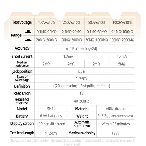 1PC MH10 Digital Megohmmeter Megger Meter Insulation Earth Ground Resistance 100-1000V Ohm Voltage Tester in Kuwait
