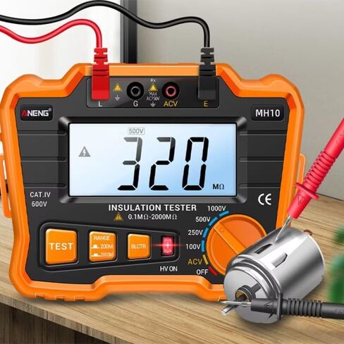 1PC MH10 Digital Megohmmeter Megger Meter Insulation Earth Ground Resistance 100-1000V Ohm Voltage Tester in Kuwait