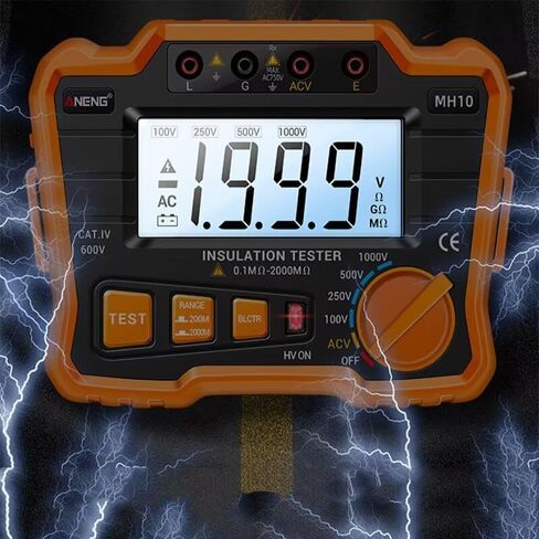 1PC MH10 Digital Megohmmeter Megger Meter Insulation Earth Ground Resistance 100-1000V Ohm Voltage Tester in Kuwait