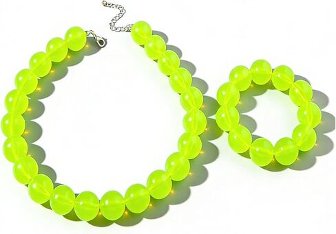 Colorful Chunky Beaded Necklace for Women Acrylic Bead Choker Necklaces Fashion Large Round Beads Necklaces for Women Handmade Summer Jewelry in Saudi Arabia