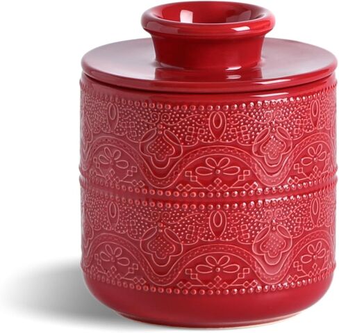 Butter Crock, Ceramic Butter Keeper & Dish with Lid - Keeps Butter Soft and Spreadable Fresh for Countertop, Christmas Gift for Home Kitchen (White, One Size) in Kuwait