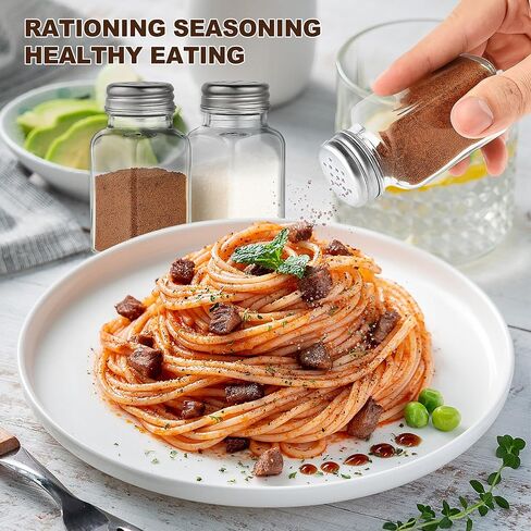 Salt and Pepper Shakers Set, Salt Shaker 2 Pcs,High Transparency Glass Stainless Steel Kitchen Tools Home Essential in Kuwait