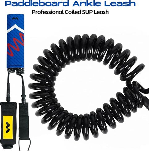 Mountocean Paddleboard Leash, All-Around 10 ft Coiled SUP Leash, Comfortable Ankle Cuff, Double Swivel, Anti-Tangle Ankle Leash for Stand Up Paddleboards in Saudi Arabia