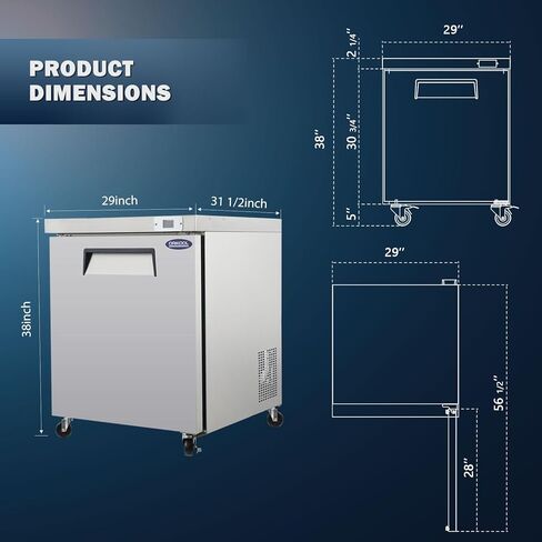 ثلاجة تجارية تحت سطح العمل مقاس 29 بوصة، و8 قدم مكعب، ومدرجة في قائمة ETL وDOE، وثلاجة توضع على سطح العمل in Kuwait