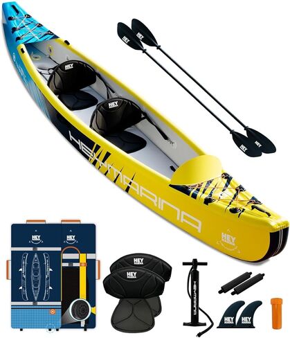 Inflatable Kayak Fishing Kayak for Adults Portable Touring Kayak Canoe with Wheeled Backpack, Seats, Pump and Paddles, Full Drop Stitch Construction in Kuwait
