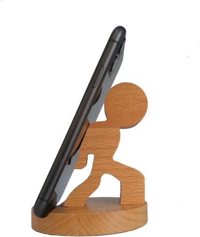 Little People Universal Cute Wooden Office Home Cell Phone Holder (Wood 1) in Kuwait