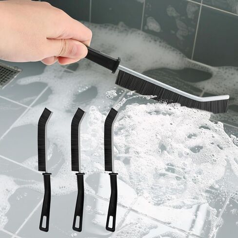 3 Pack Crevice Cleaning Brush, Multi-Purpose Hard Bristle,New Multifunctional Cleaning Brush Tool for Bathroom, Kitchen, Sink, Window, Black in Saudi Arabia