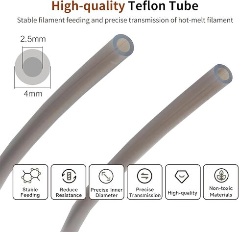 مجموعة أنابيب PTFE فائقة النعومة لمختبر بامبو - أنبوب 4M/13ft 2.5mm ID × 4mm OD مع 4 تركيبات هوائية PC4-M6 مطورة، وأغطية غبار وقاطع - متوافق مع AMS X1/X1C/P1P/P1S/ A1/A1 Mini Gray in Kuwait