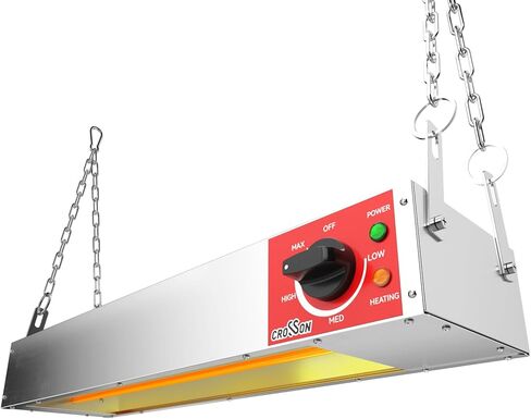 CROSSON Electric Food Heat Lamp 24 Inch Commercial Food Warmer Overhead Strip Heater with German EGO Thermostat,Suspended Chain and Undermount Brackets for Buffets & Parties,500W in Kuwait