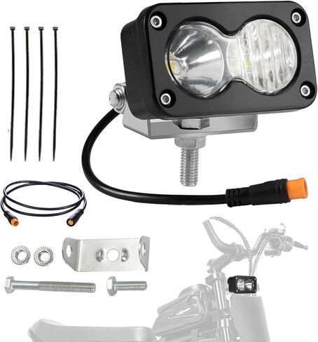 متوافق مع مصباح Ridstar Q20 Ebike الأمامي، 6500K 20W إضاءة LED مقاومة للماء فائقة السطوع للدراجة الإلكترونية، 3 دبوس عالمي 12V-60V للدراجة الإلكترونية والدراجات النارية والمركبات ATV in Kuwait