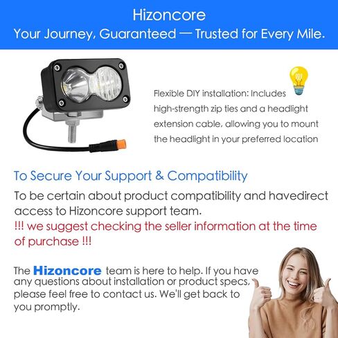 متوافق مع مصباح Ridstar Q20 Ebike الأمامي، 6500K 20W إضاءة LED مقاومة للماء فائقة السطوع للدراجة الإلكترونية، 3 دبوس عالمي 12V-60V للدراجة الإلكترونية والدراجات النارية والمركبات ATV in Kuwait