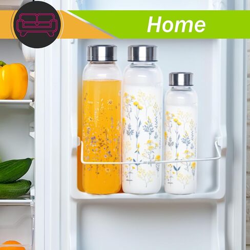 Clear Water Bottle 16 oz BPA Free Glass Drinking Bottle for Juice with Stainless Steel Lid and Neoprene Sleeve (16 ounce, Flourishing Flowers) in Saudi Arabia